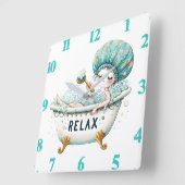 Relax dame in bad badkamer vierkante klok (Hoek)