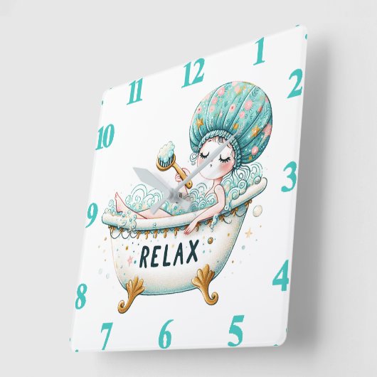 Relax dame in bad badkamer vierkante klok (Hoek)