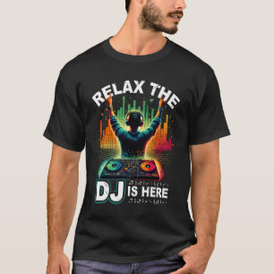 Relax De DJ Is Here Kleurrijke Neon Disc Jockey Mu T-shirt