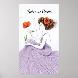 Relax en Creëer - Een muze in lavendel Poster