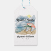 Relax en pensioen Tropical Beach Chair Thema Party Cadeaulabel (Achterkant)