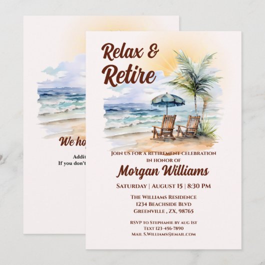Relax en pensioen Tropical Beach stoel pensioen Kaart (Voorkant / Achterkant)
