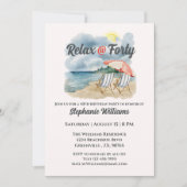 Relax @ Forty Tropical Beach Chair 40th Birthday Kaart (Voorkant)