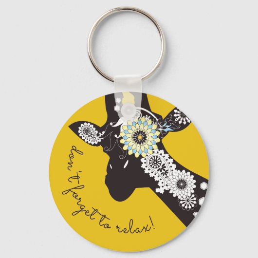 Relax - Gele Funky Cool Giraffe Sleutelhanger (Voorkant)