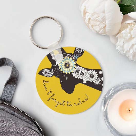 Relax - Gele Funky Cool Giraffe Sleutelhanger