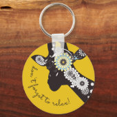 Relax - Gele Funky Koele Giraffe Sleutelhanger (Voorkant)