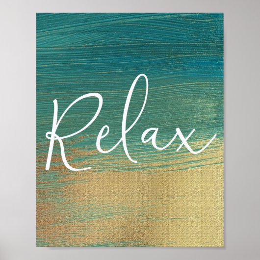 Relax Green Gold Scripture Bathroom wall poster (Voorkant)