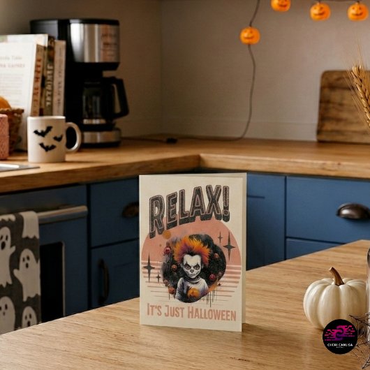 Relax, het is gewoon Halloween enge clown Feestdagen Kaart