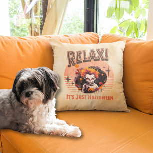Relax, het is gewoon Halloween enge kinderclown Kussen
