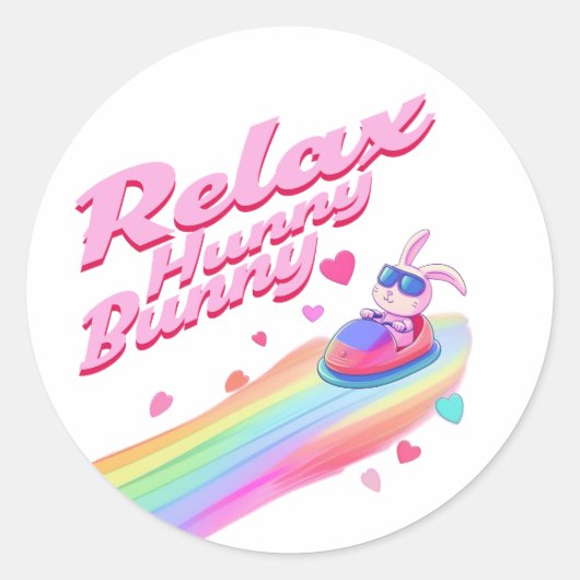 Relax Hunny Bunny Ronde Sticker (Voorkant)