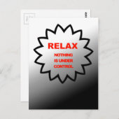 Relax, niets is onder controle briefkaart (Voorkant / Achterkant)