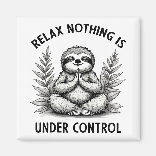 Relax Niets is onder controle Grappige Luiaard Yog Magneet (Voorkant)