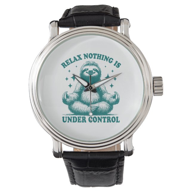 Relax Niets is onder controle Luiaard Yoga Horloge (Voorkant)
