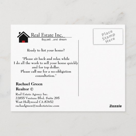 RELAX Real Estate briefkaart (Achterkant)