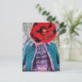 Relax Rode Bloemige Vrouw Mixed Media Collage Briefkaart (Staand voorkant)