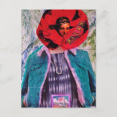 Relax Rode Bloemige Vrouw Mixed Media Collage Briefkaart (Voorkant)