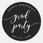 Relax Script Grad Feest Bewerkbare Kleur Ronde Sticker (Voorkant)