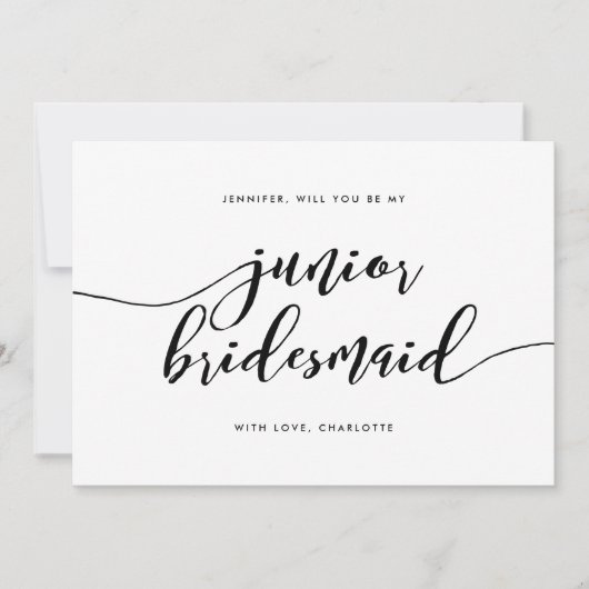 Relax script, jij wordt mijn junior bruidsmeisje kaart (Voorkant)