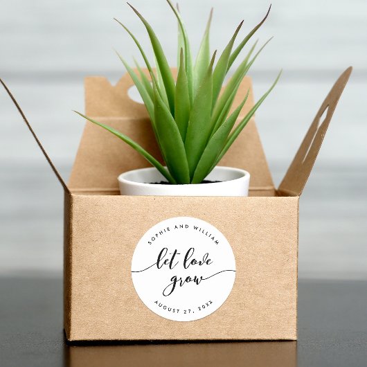 Relax Script Laat liefde groeien bruiloft gunst Ronde Sticker