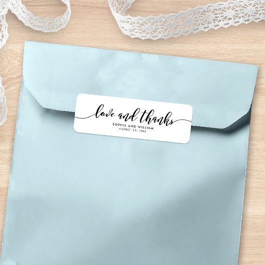 Relax Script Liefde en Bedankt Wedding Favor Label