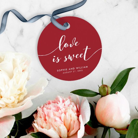 Relax Script Love is Sweet Aangepaste Kleur Trouwd Bedankjes Labels