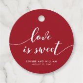 Relax Script Love is Sweet Aangepaste Kleur Trouwd Bedankjes Labels (Voorkant)