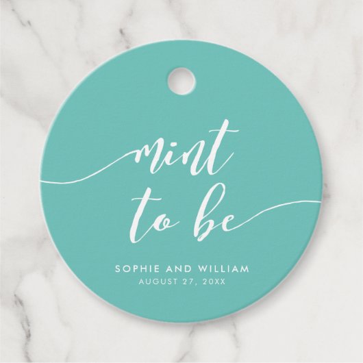 Relax Script Mint om bewerkbare Kleur Bruiloft Bedankjes Labels (Voorkant)