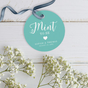 Relax Script Mint om bewerkbare Kleur Bruiloft Bedankjes Labels