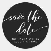 Relax Script Opslaan datum Bewerkbare Kleur Ronde Sticker (Voorkant)