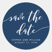 Relax Script Opslaan datum Bewerkbare Kleur Ronde Sticker (Voorkant)
