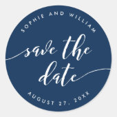 Relax Script Save the Date Bewaarbaar aanpasbare k Ronde Sticker (Voorkant)