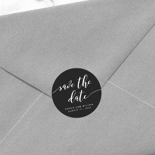 Relax Script Save the Date Bewerkbare Kleur Ronde Sticker