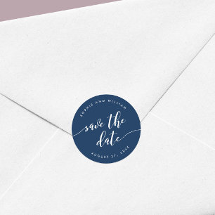 Relax Script Save the Date Bewerkbare Kleur Ronde Sticker