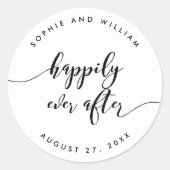 Relax Scripts Happily Ever After Wedding Favor Ronde Sticker (Voorkant)
