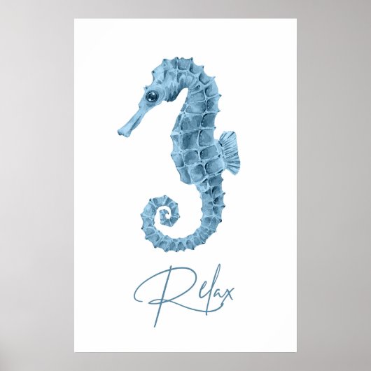 Relax Seahorse Badkamer Poster (Voorkant)