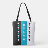 Relax stippen strepen zwart wit & azuurblauw tote bag (Achterkant)