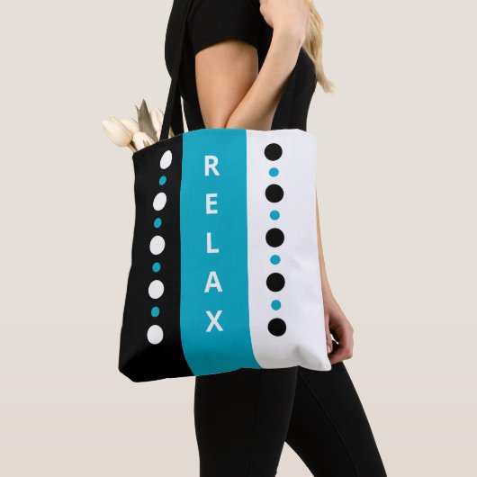 Relax stippen strepen zwart wit & azuurblauw tote bag (Dichtbij)