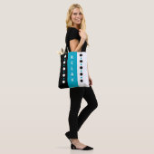 Relax stippen strepen zwart wit & azuurblauw tote bag (Op model)