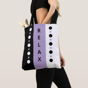 Relax stippen strepen zwart wit & paarse tote bag