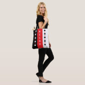 Relax stippen strepen zwart wit & rood tote bag (Op model)