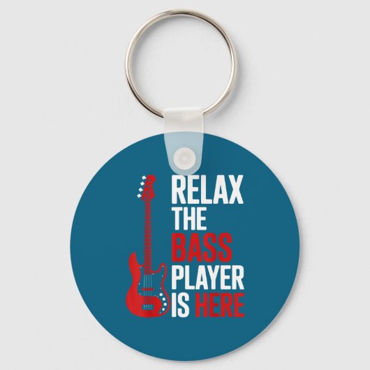 Relax The B Player Is Here Retro Guitar Musician F Sleutelhanger (Voorkant)
