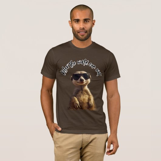 Relax – The World Can Wait | Cool Meerkat with Sun T-shirt (Voorkant volledig)