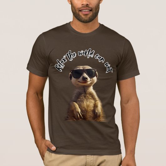 Relax – The World Can Wait | Cool Meerkat with Sun T-shirt (Voorkant)