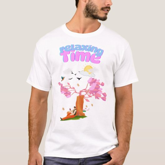 Relax Time Man T-Shirt - Vreedzaam Tuin Ontwerp (Voorkant)