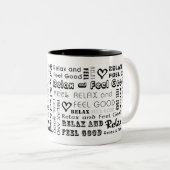 : Relax & voel goed (zwart): Mok (Voorkant rechts)