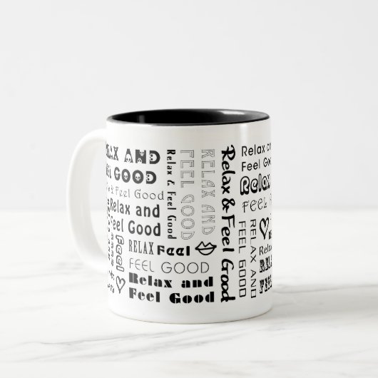 : Relax & voel goed (zwart): Mok (Voorkant links)