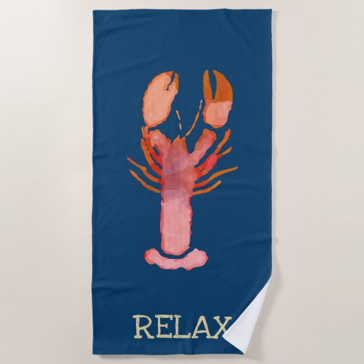 Relax Waterverf Lobster Nautical Strandlaken (Voorkant)