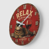 Relax We're All Crazy Funny Cat and Wine Grote Klok (Hoek)