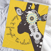 Relax - Yellow Funky Funny Giraffe Fleece Deken
