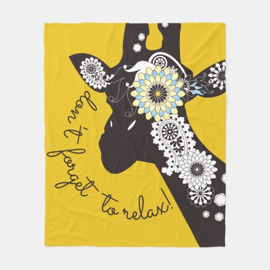 Relax - Yellow Funky Funny Giraffe Fleece Deken (Voorkant)